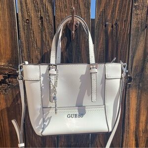 Guess mini White Crossbody Bag with Silver Accents